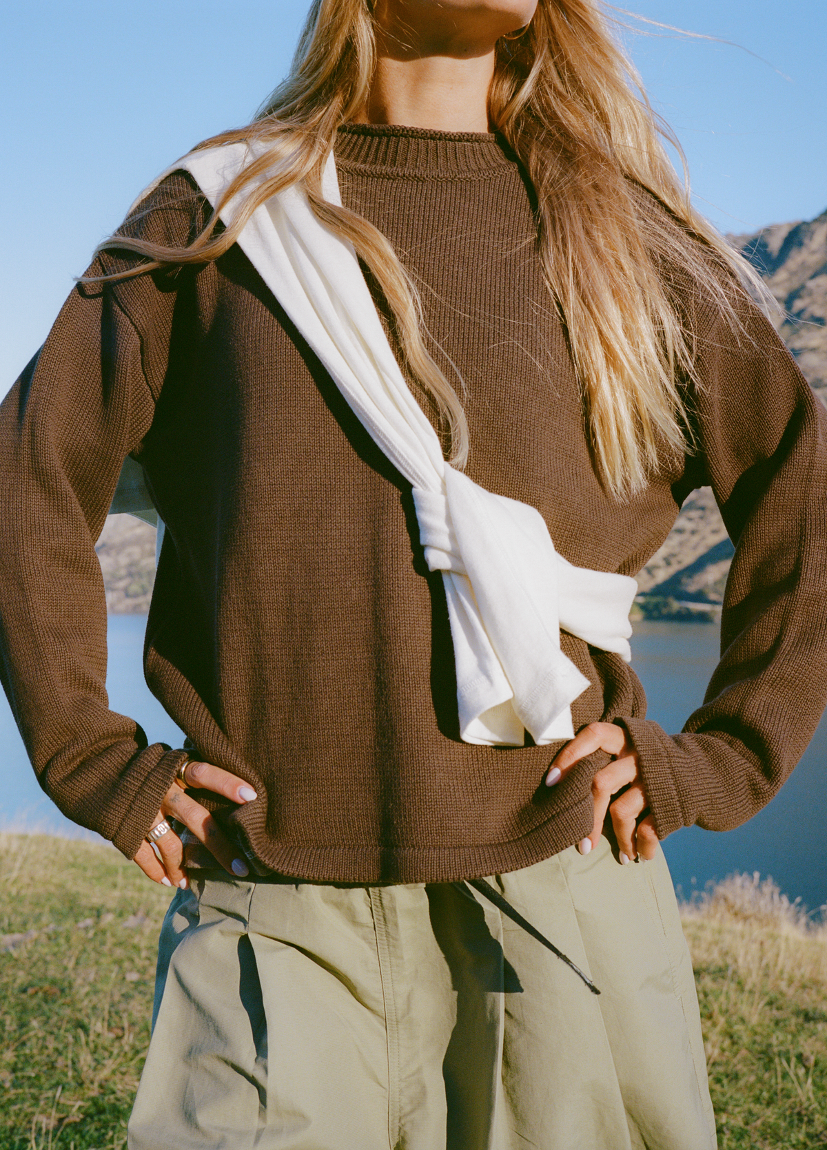 Hemp Mock Neck Knit - Brown