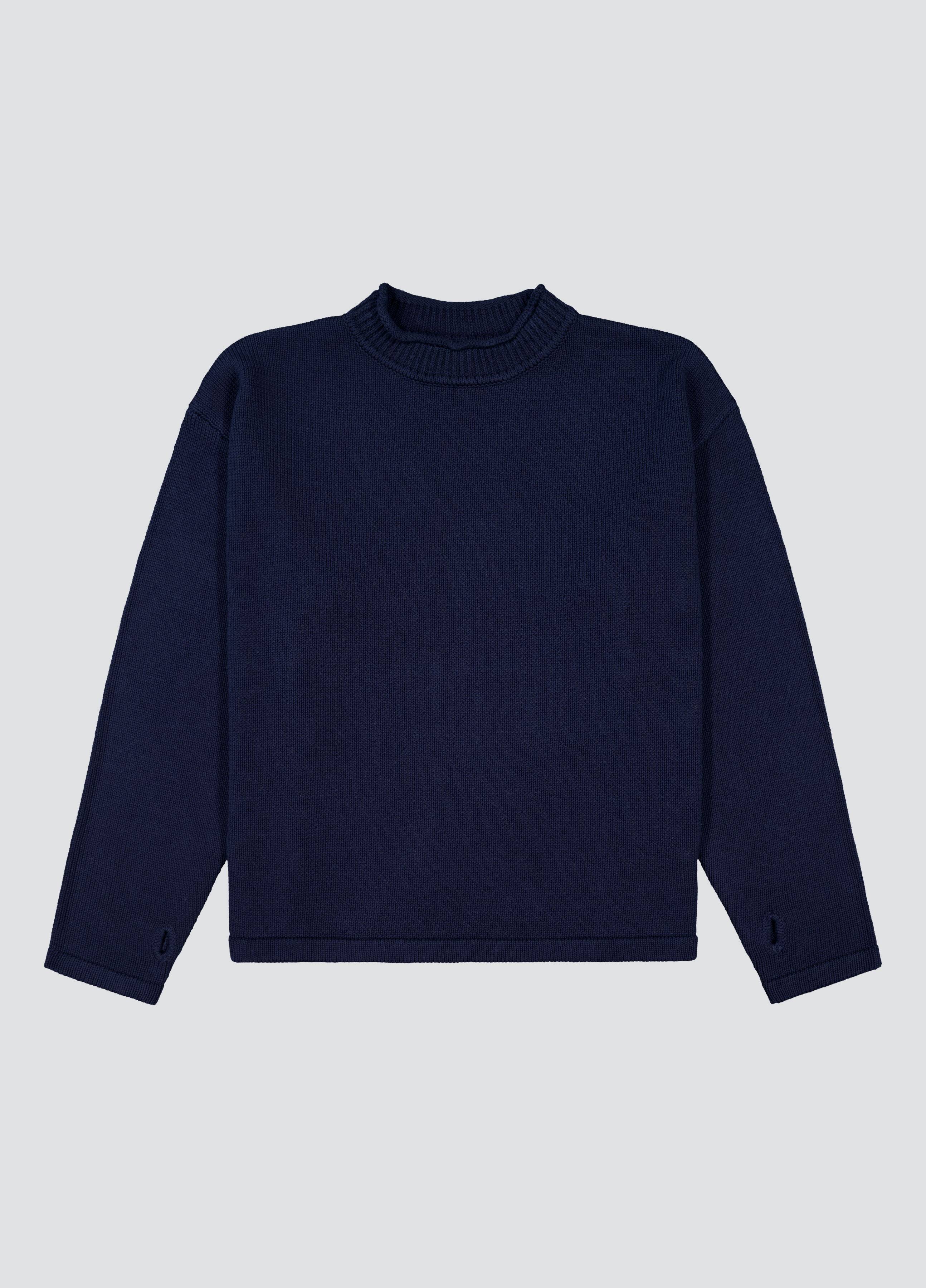 Hemp Mock Neck Knit - Navy