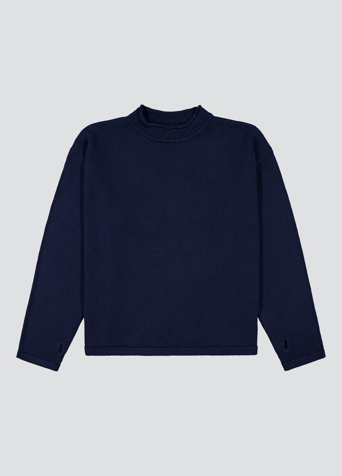 Hemp Mock Neck Knit - Navy