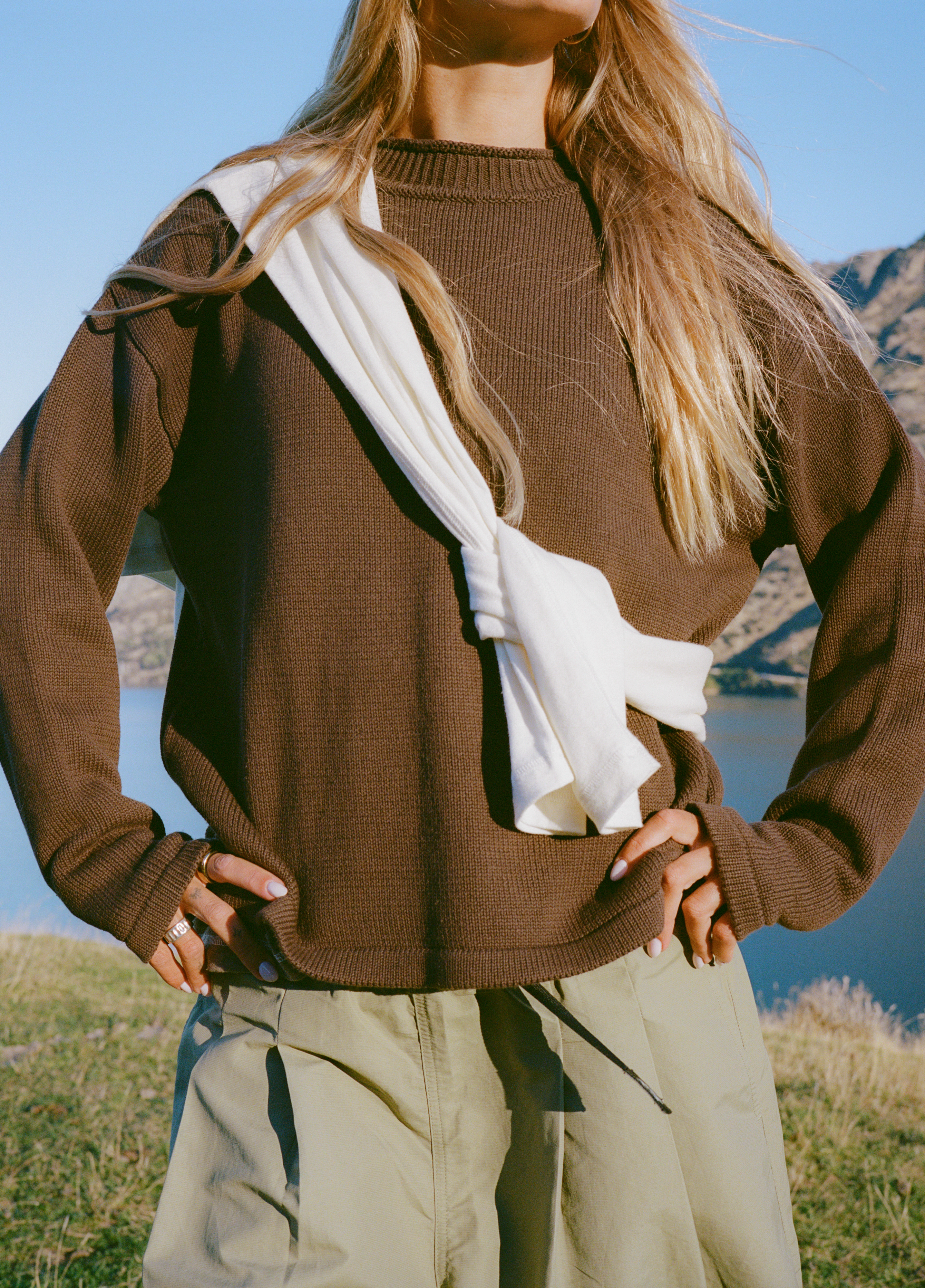 Hemp Mock Neck Knit - Brown