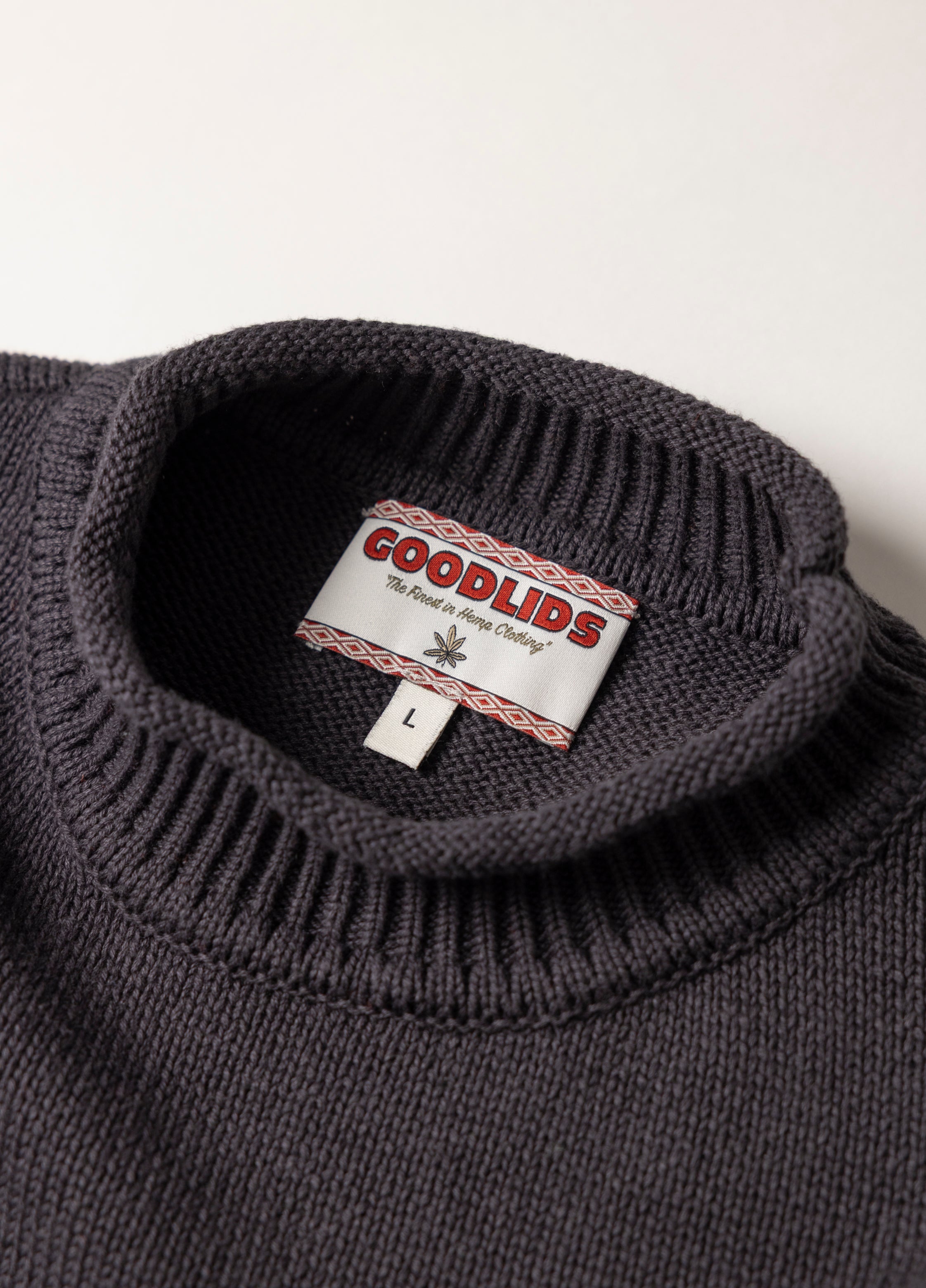 Hemp Mock Neck Knit - Charcoal