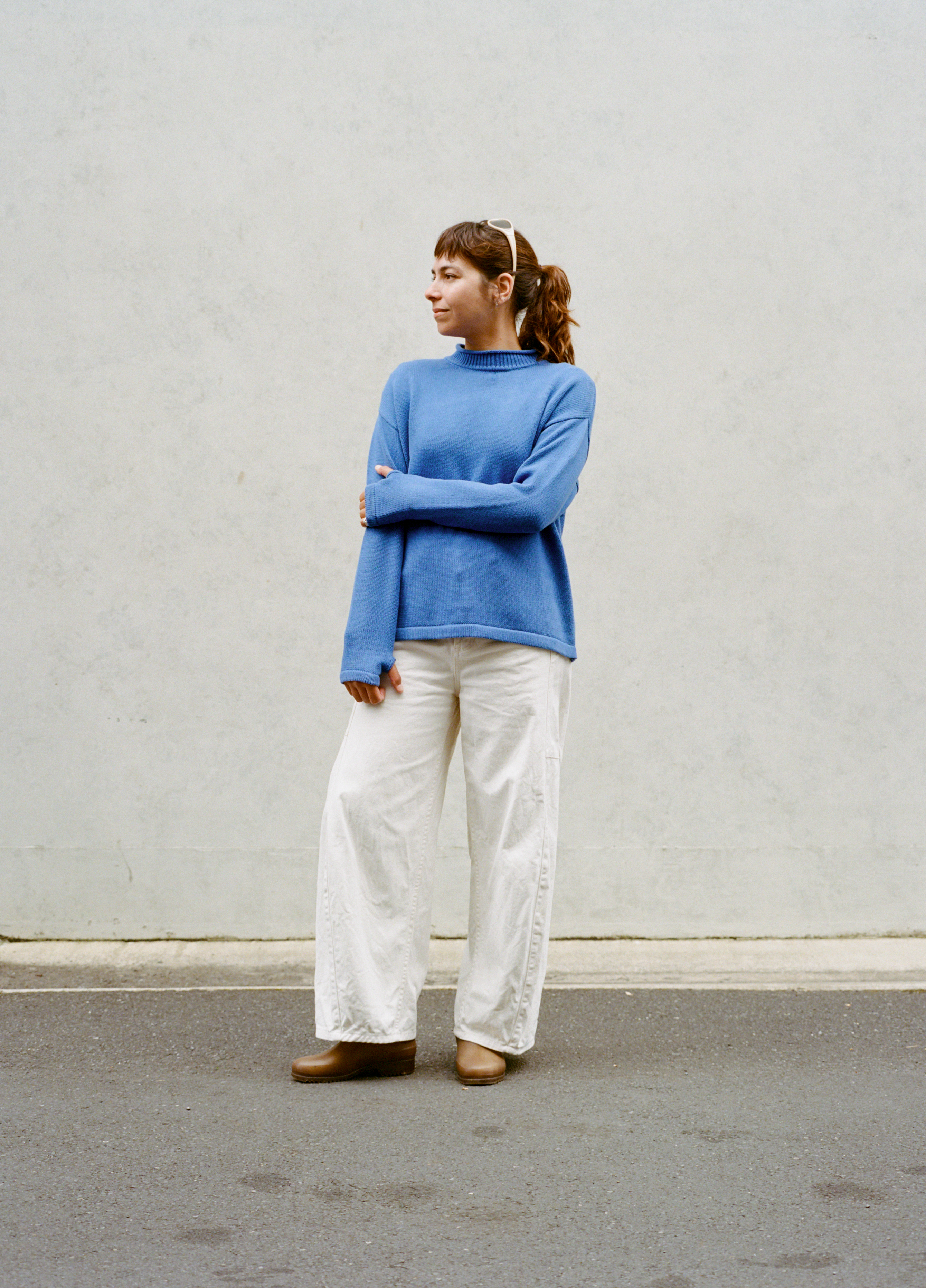 Hemp Mock Neck Knit - Blue