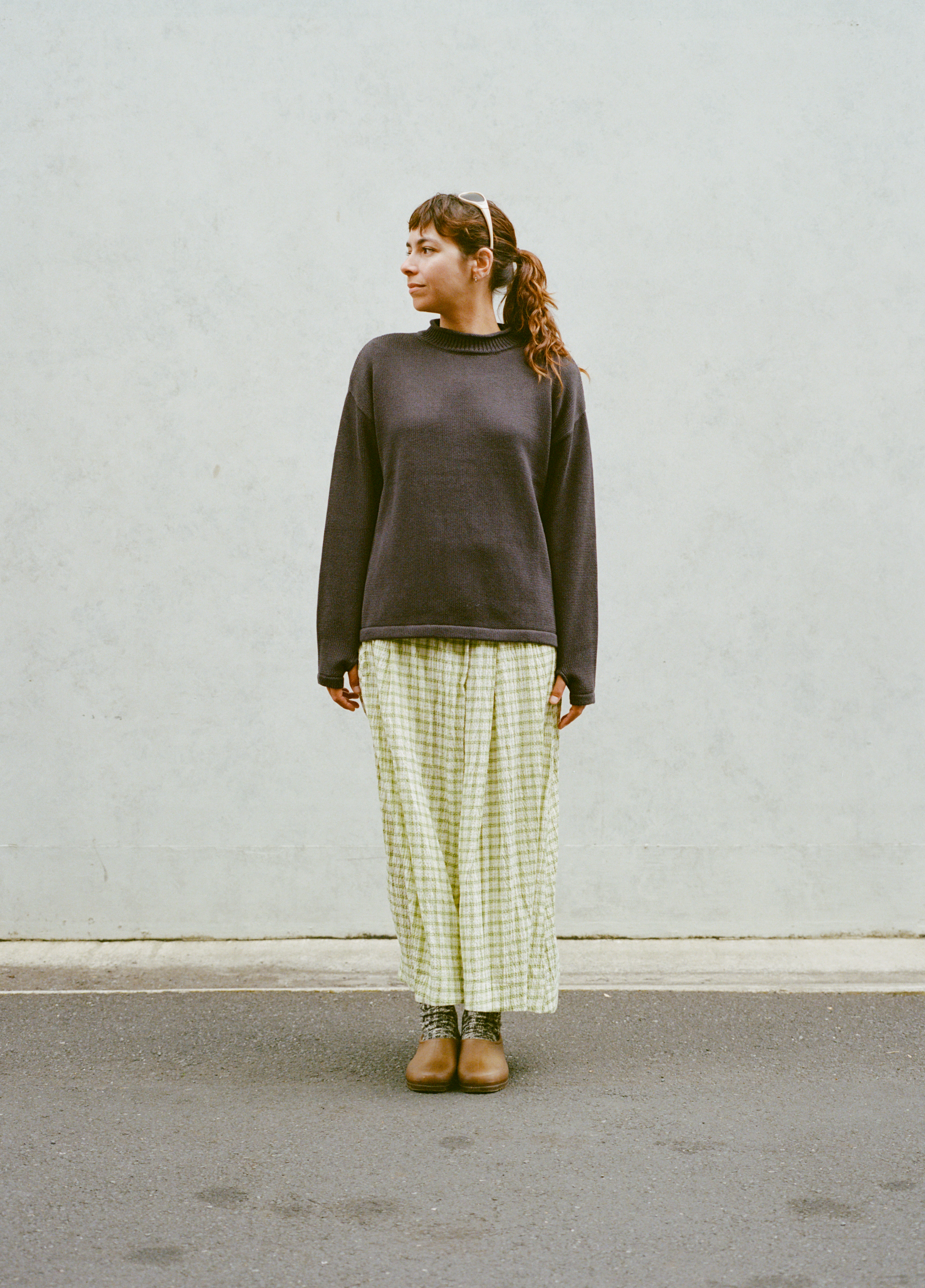 Hemp Mock Neck Knit - Charcoal